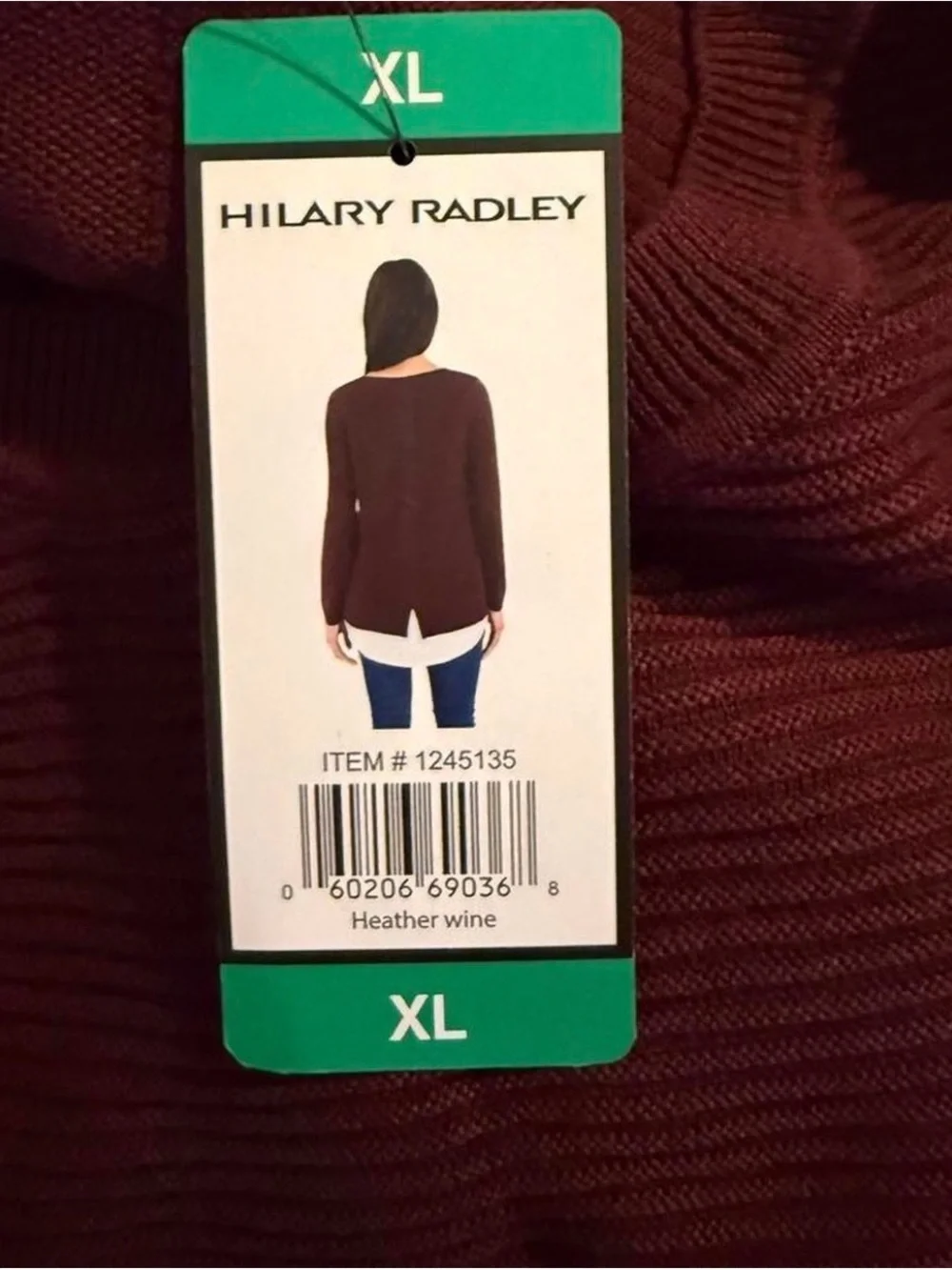 Hilary Radley Burgundy Layered-Look Crewneck Sweater
